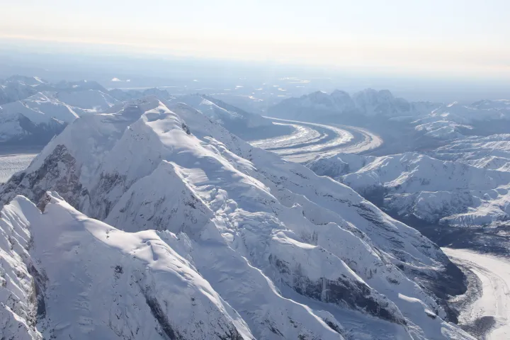 a view of a snow covered mountain