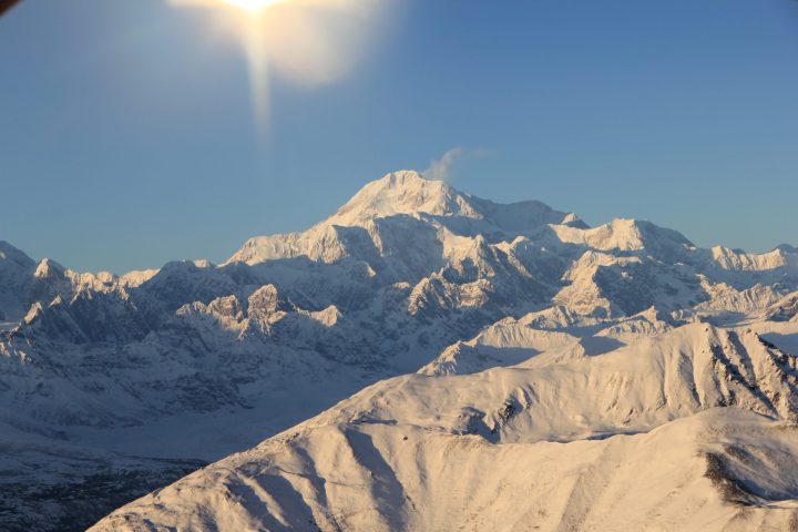 a view of a snow covered mountain