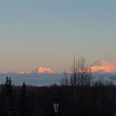 Mt Foraker, Hunter and Denali on Sunset Fall 2025