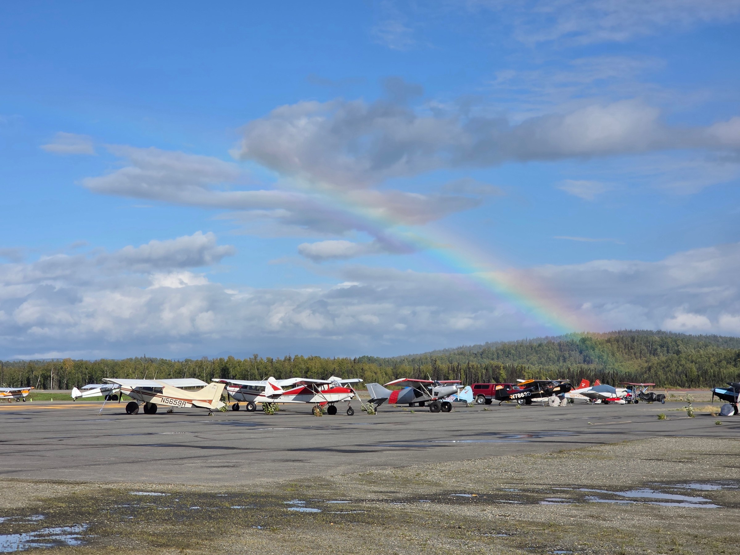 Rainbow over bush planes at PATK