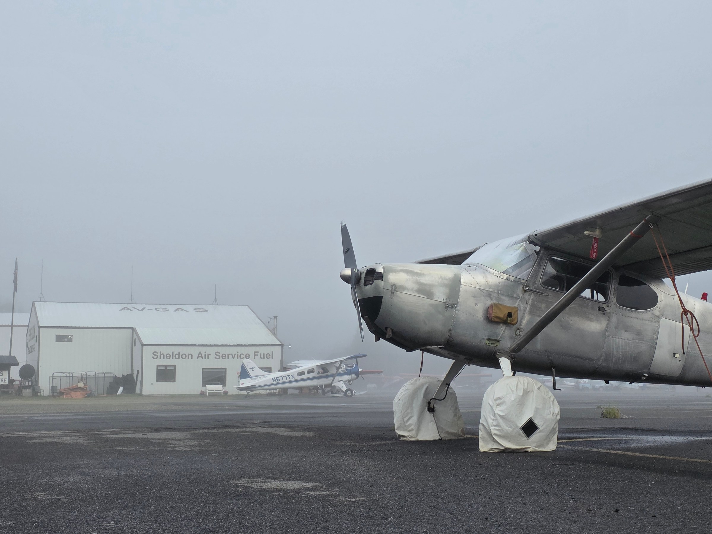 Sheldon Hangar in Foggy Morning TKA Alaska