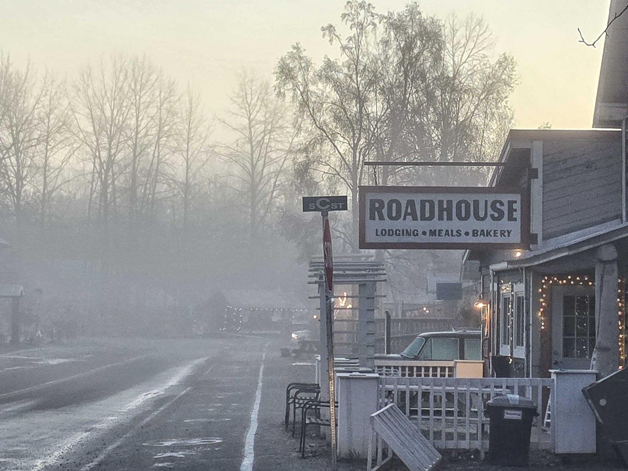 Fall Fog over Main Street Talkeetna