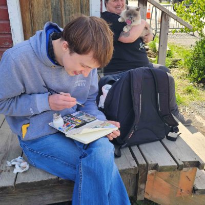 Talkeetna Artist Miles and Aurora the Cat Mayor