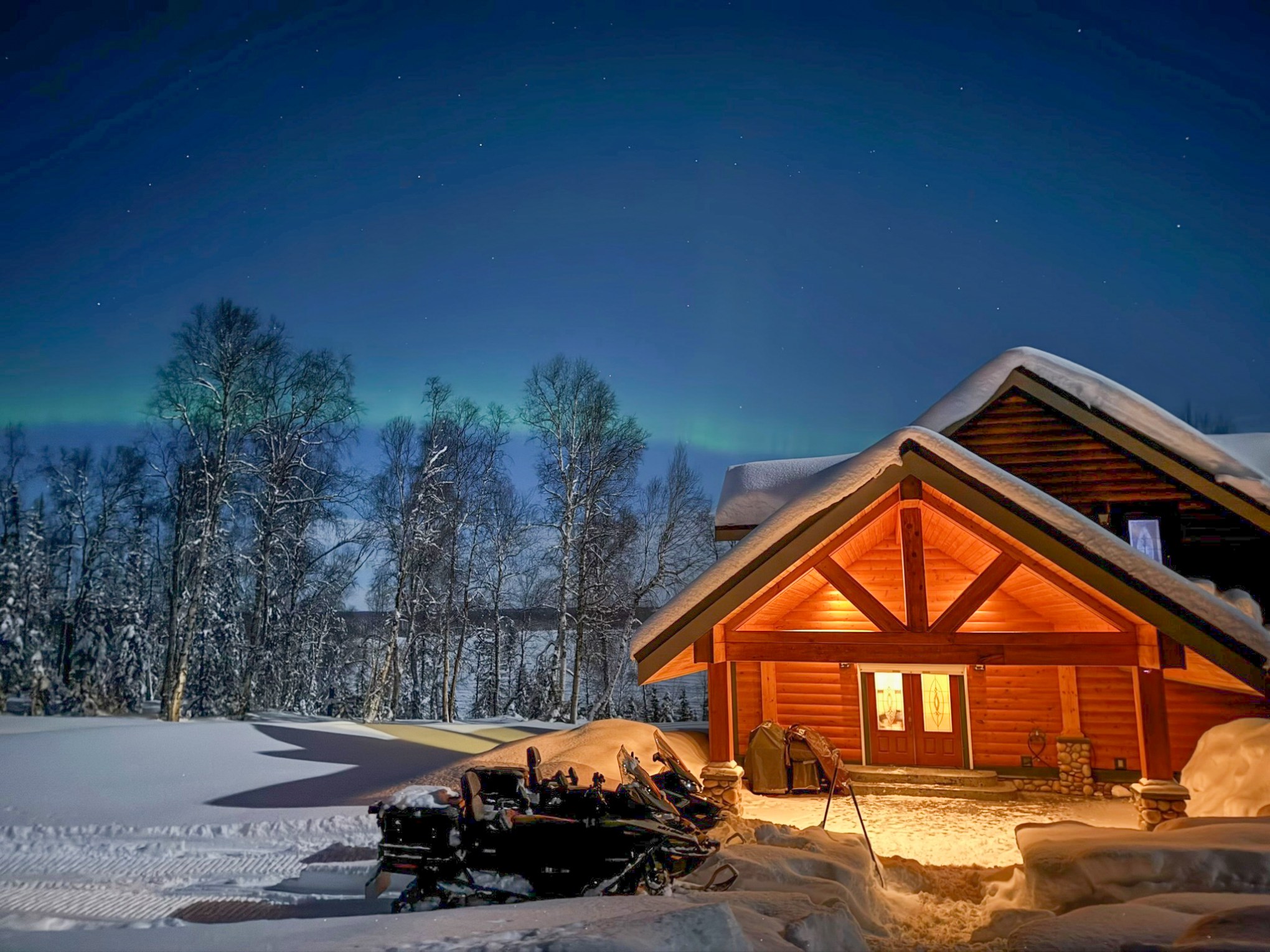 Wooden Cabin Northern Lights Talkeetna Lodge