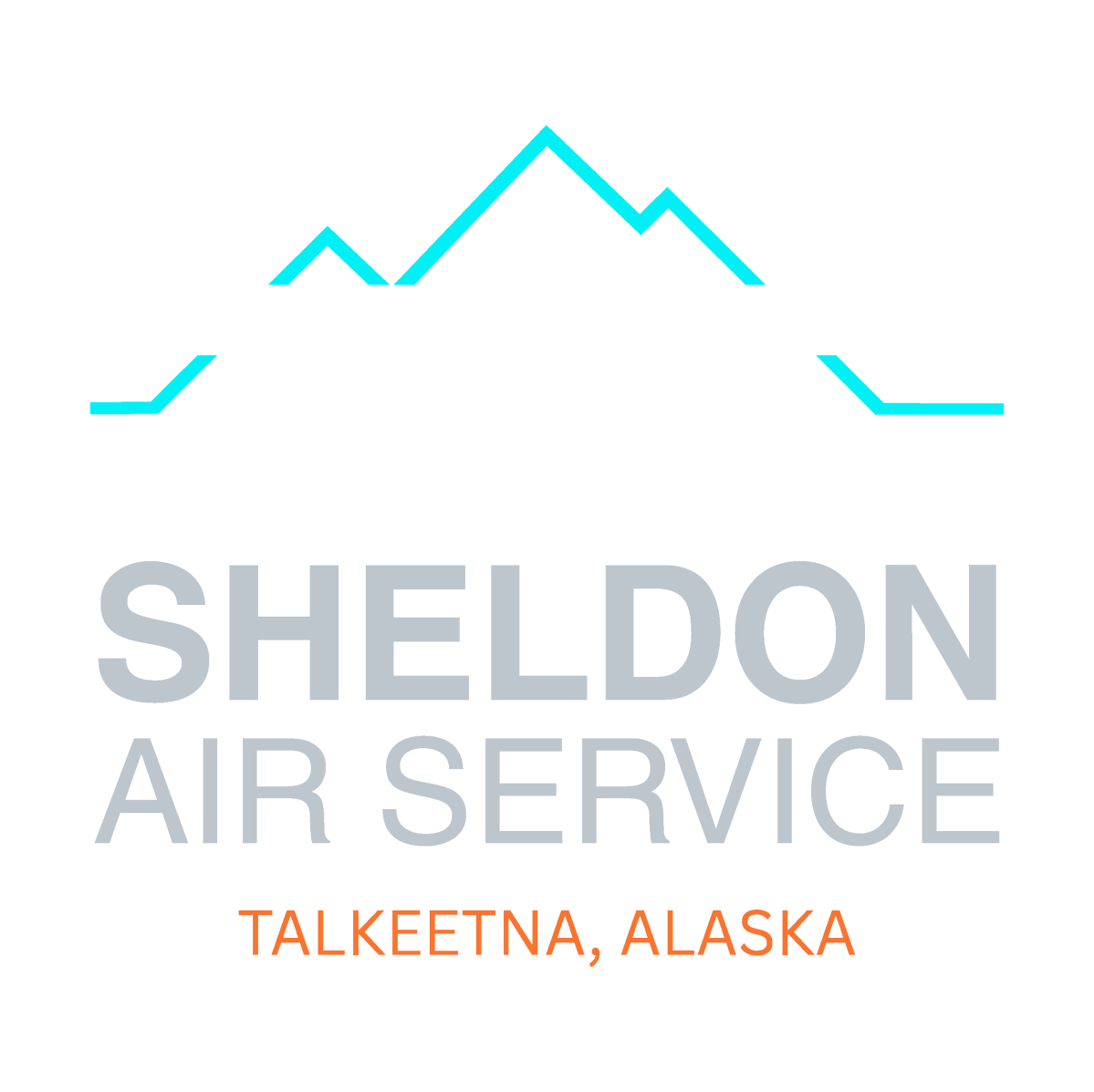 Logo with airplane over mountains, text: Sheldon Air Service, Talkeetna, Alaska.